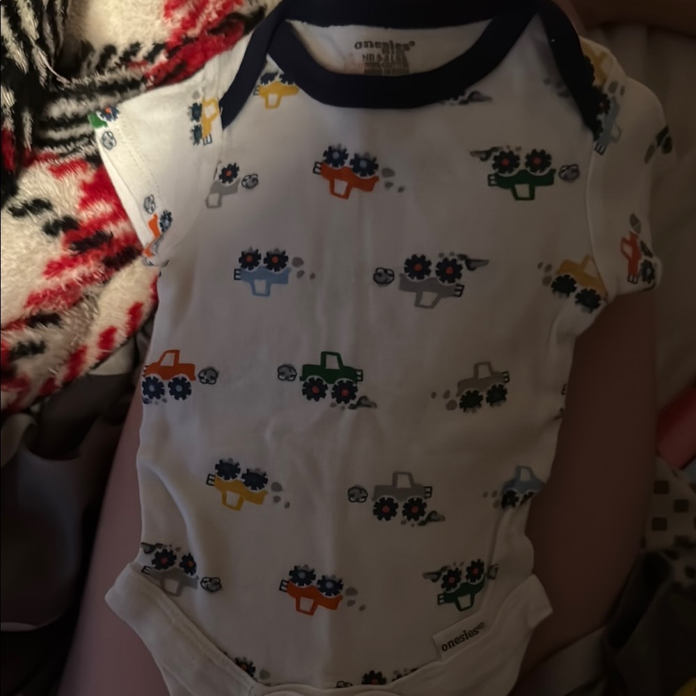 Onesies Brand Baby Bodysuit with Colorful Car Print